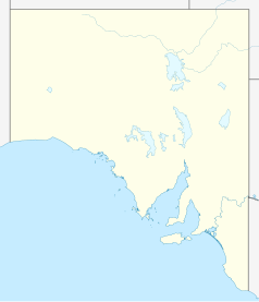 Mapa konturowa Australii Południowej, na dole po prawej znajduje się punkt z opisem „Adelaide”