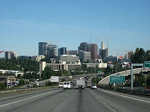 Interstate 405 approaching downtown Bellevue, ...
