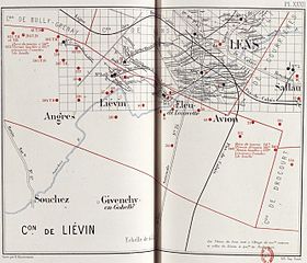 Carte représentant la concession de Liévin et les travaux qui y ont été pratiqués jusqu'en 1880.