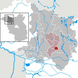 達伯戈茨在東普里格尼茨-魯平縣的位置