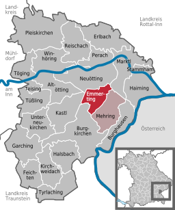 Läget för Emmerting i Landkreis Altötting