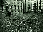 Proclamation of the Second Republic in the placa de Sant Jaume, Barcelona (14 April 1931) Fitxer Proclamacio de la Republica Placa Sant Jaume. Fotograf Josep Maria Sagarra, 1931.jpg