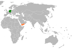 Map indicating locations of Germany and Yemen