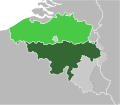 Belgium divided into two countries and neighbouring countries along linguistic and historical lines.