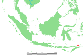 Carte des îles indonésiennes occidentales, Alor indiquée en rouge (en bas à droite)