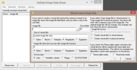 Скриншот программы ImDisk Virtual Disk Driver