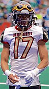 Iowa Barnstormers player in 2021 away uniform colors.