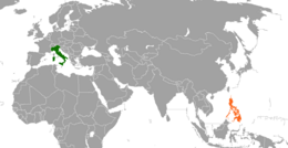 Mappa che indica l'ubicazione di Italia e Filippine