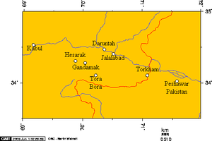 Kabul, Peshawar, and some cities in Nangarhar