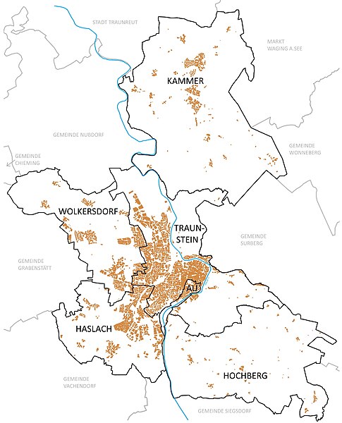 Karte der Gemarkungen Traunsteins