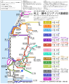 Bus network map of Murakami City