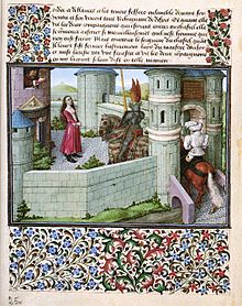 Barthelemy d'Eyck's chivalrous and romantic leaf from his "Livre du coeur d'Amour epris", c. 1458-1460 Livre du coeur d'amour epris - vindobo2597 - f25v.jpg