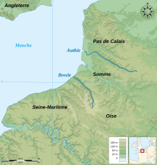 Topography south of Calais Location Authie and Bresle River-fr.svg