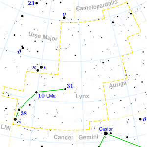 Карта на съзвездието Рис‎