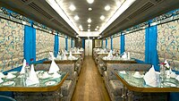 マハラジャレストランと呼ばれるパレスオンホイールズの食堂車