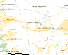 Mapa obce Pouilly-les-Nonains