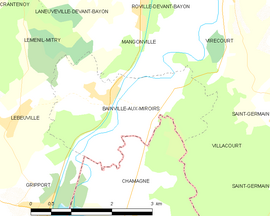 Mapa obce Bainville-aux-Miroirs