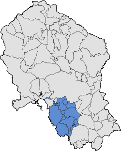 Location of Campiña Sur  in the province of Córdoba.