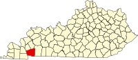 Map of Kentaki highlighting Trigg County