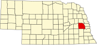 ソーンダース郡の位置を示したネブラスカ州の地図
