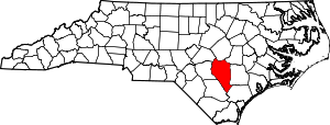 Map of North Carolina highlighting Sampson County