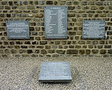 Englandspiel memorial plaques behind the Prison Block of the Mauthausen concentration camp Mauthausen-englandspiel1.jpg