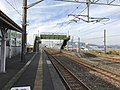 Another view of the platforms, showing the footbridge.