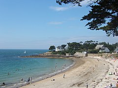 La plage au sud de Port-Navalo, dans le Morbihan.