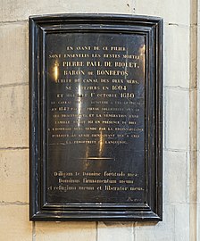 Stèle dans la cathédrale Saint-Étienne de Toulouse.