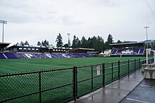 Starlight Stadium is a stadium in Langford, British Columbia that is used for home games by Pacific FC. Starlight Stadium - July 2022.jpg