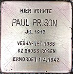 Stolperstein für Paul Prison (Ritterstraße 221)