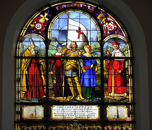 Витражи с графом Глейхеном и его жёнами в церкви Санкт-Вити[de]