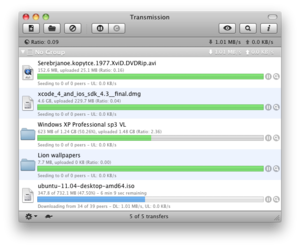 English: screenshot of the BitTorrent client T...