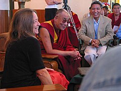 Ursula Goodenough with His Holiness the Dalai Lama in Dharamsala, India, ASCB