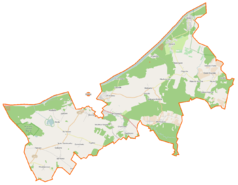 Mapa konturowa gminy wiejskiej Ustka, po prawej znajduje się punkt z opisem „Gąbino”