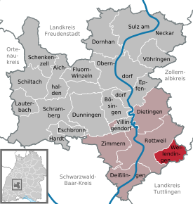 Poziția Wellendingen pe harta districtului Rottweil