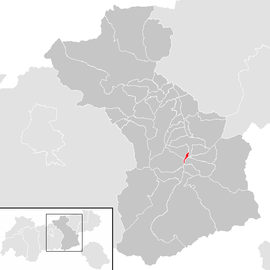 Poloha obce Zell am Ziller v okrese Schwaz (klikacia mapa)