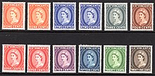 Queen Elizabeth II on Vincentian stamps, 1955 1955 stamps of St. Vincent.jpg