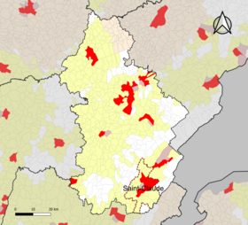 Localisation de l'aire d'attraction de Saint-Claude dans le département du Jura.