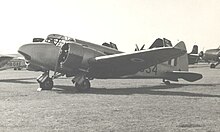 Oxford communications aircraft of RAF Marham Station Flight at Blackbushe Airport in September 1955 Airspeeed AS.10 Oxford HM954 at Blackbushe 1954.jpg