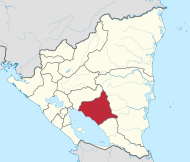 Pozicija regije na karti Nikaragve