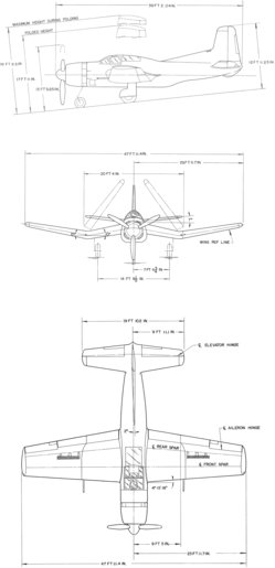 3-view line drawing of the Douglas BTD Destroyer