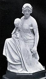 Black and white photograph of Edith Maryon's sculpture The Messenger of Death