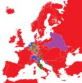 Repubbliche (in blu) in Europa nel 1789