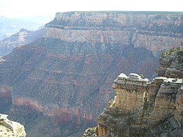 North Rim, Grand Canyon: 4-Permian formations: -4-Kaibab Limestone -3-Toroweap Formation -2-Coconino Sandstone -1-Hermit Formation -X-(upon Supai Group "redbeds")