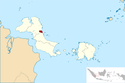 Kaupungin sijainti Bangkan saarella