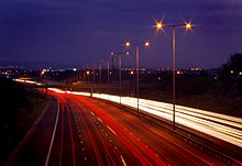 The M60 motorway, seen here at Failsworth, is an orbital motorway in Greater Manchester. M60 at Cutler Hill, Failsworth.jpg