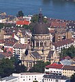 Vue aérienne de la Christuskirche en direction du Rhin