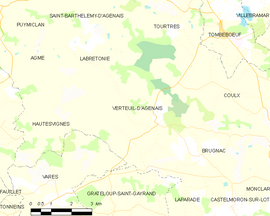 Mapa obce Verteuil-d’Agenais