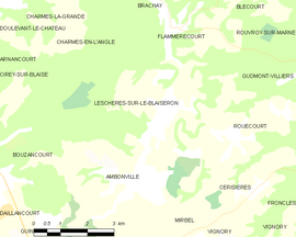 Mapa obce Leschères-sur-le-Blaiseron